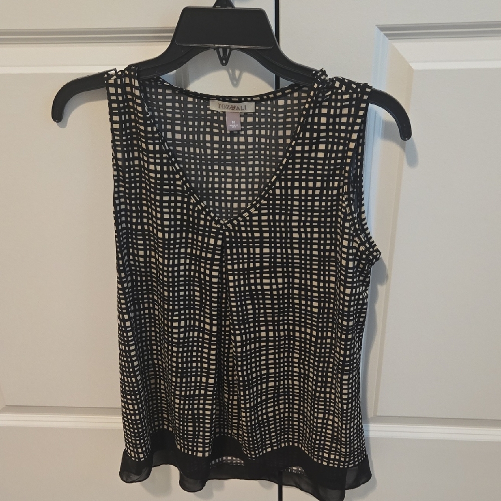 Tribal Monochrome Checkered Tank Top